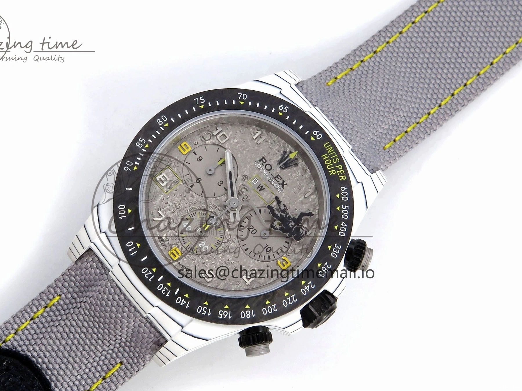 0505 Tailored Daytona DIW Space Mission Gray Textured Dial on Gray Nylon Strap A4130 Clone 1279